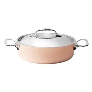 Кастрюля медная 4,9Л D28См H9,2См, с крышкой и ручками из нержавеющей стали 6441.28 – купить по цене завода